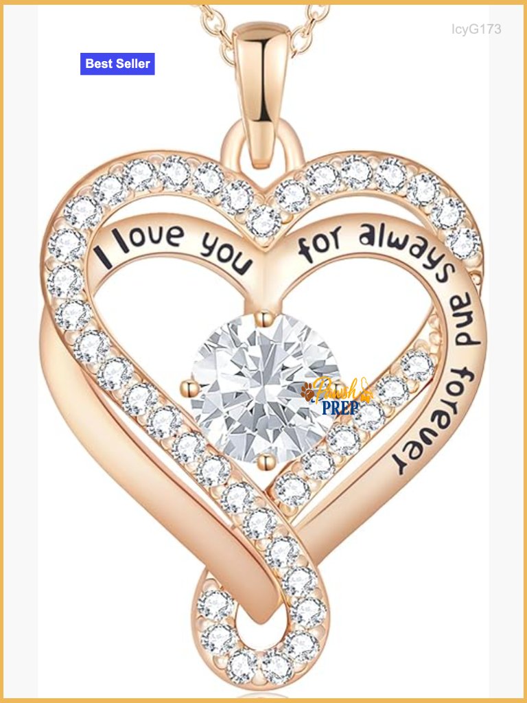 Sterling Silver Infinity Heart Pendant Necklace With Birthstone